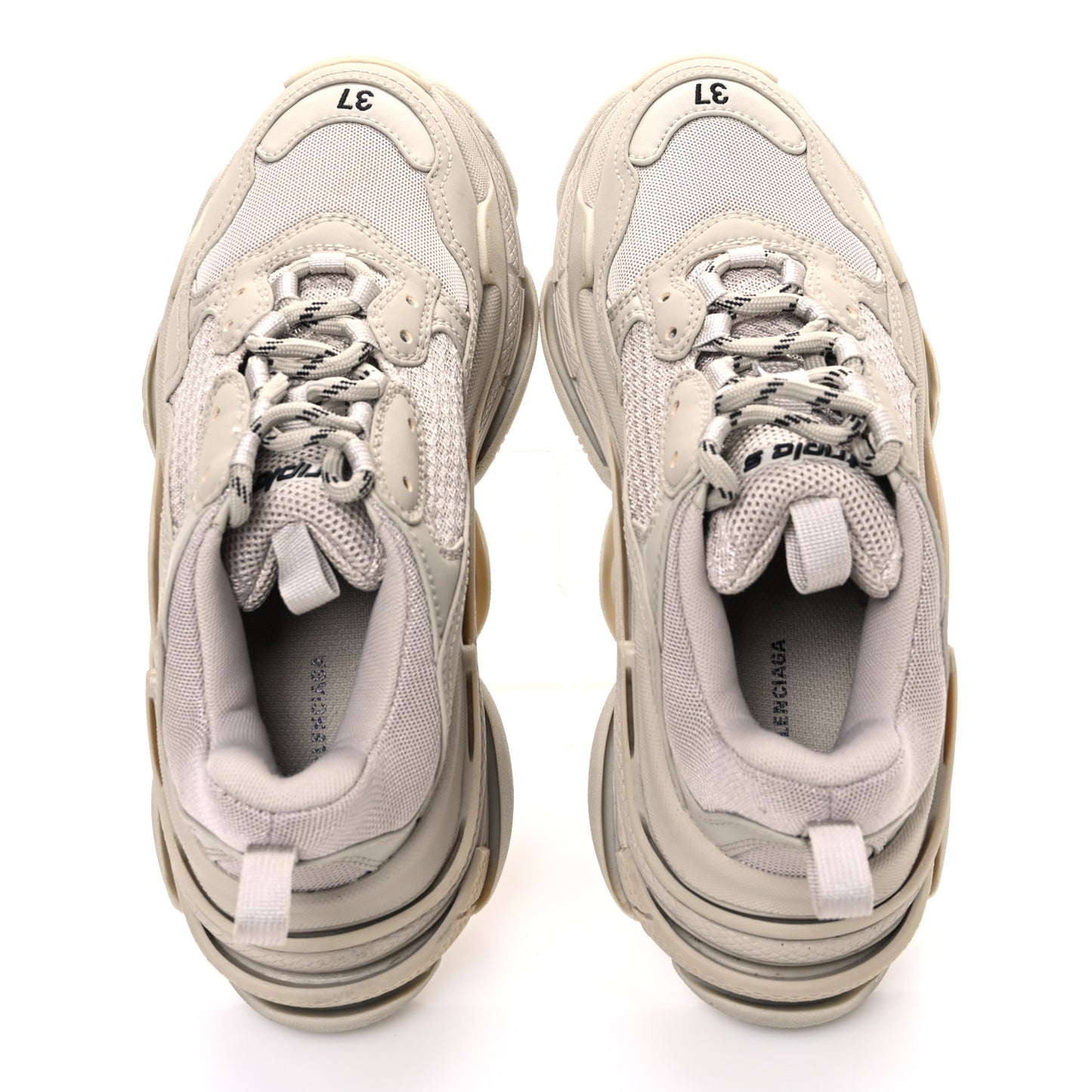 Fabric Mesh Womens Triple S Sneakers 37 Beige