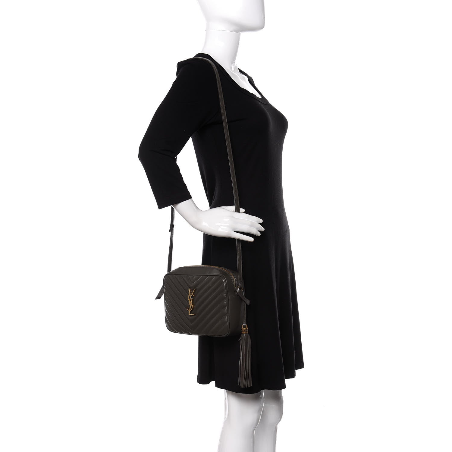 Saint Laurent Calfskin Matelasse Monogram Lou Camera Bag Sea Pebble 2 of 10