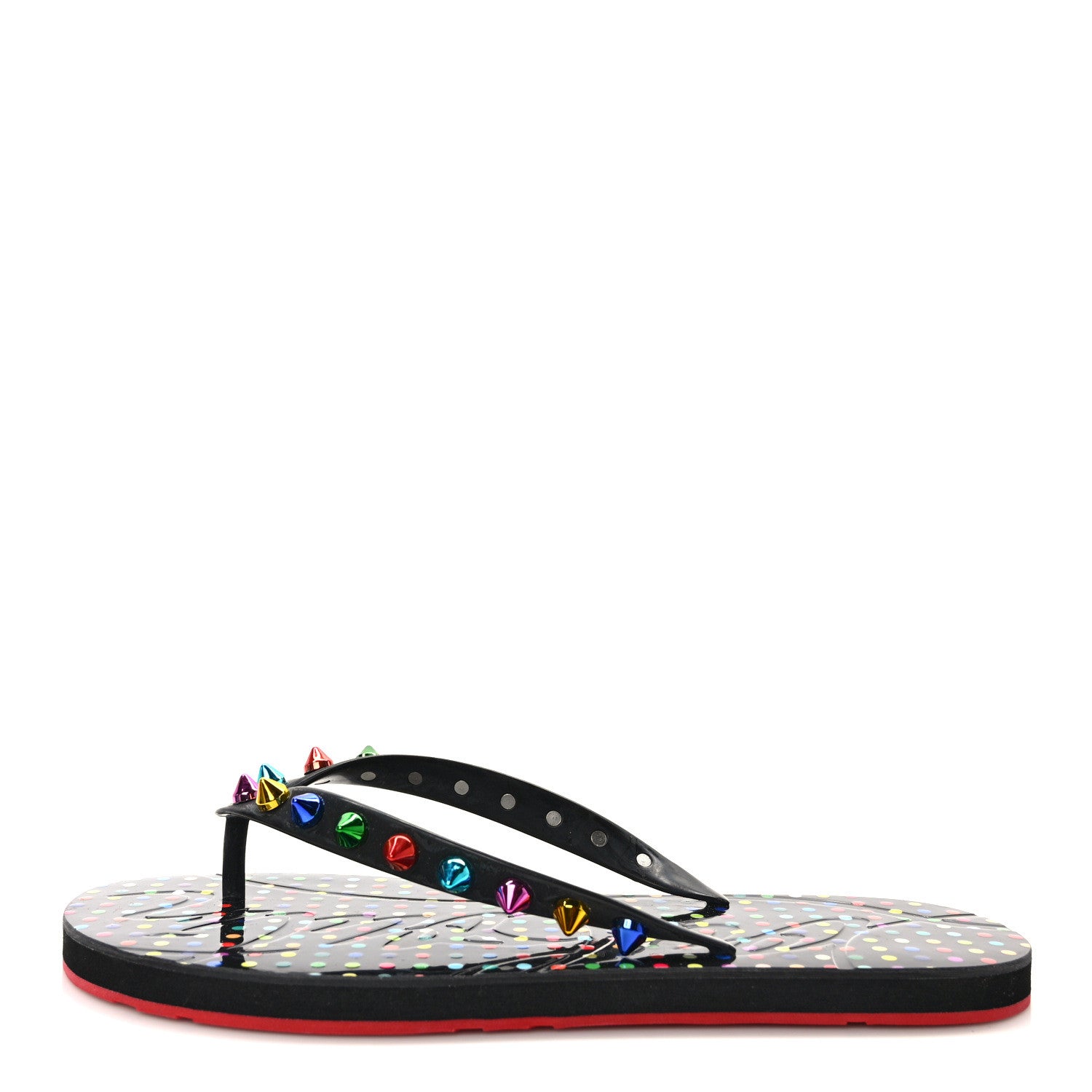Christian Louboutin Rubber Spike Loubi Donna Flip Flop 38 Black Multicolor 1 of 7