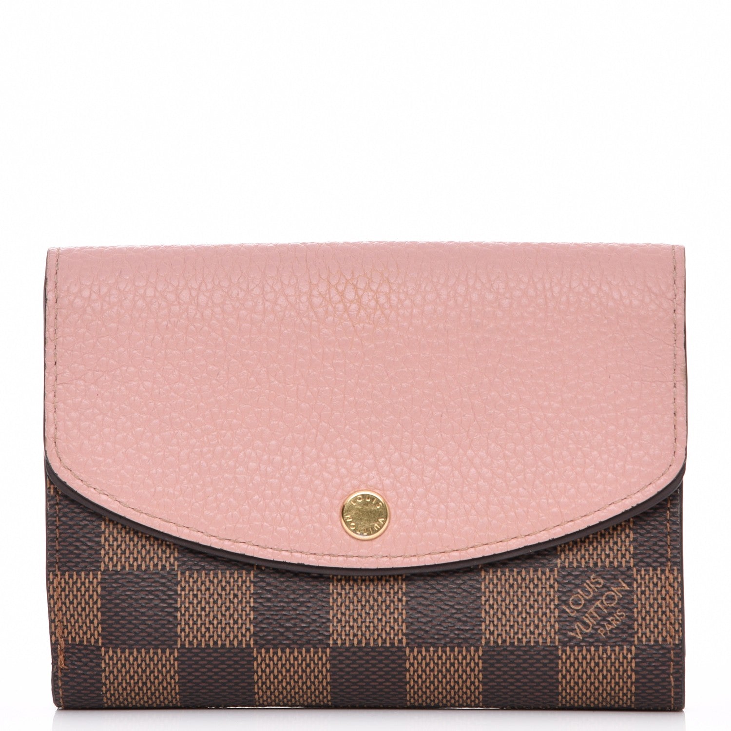 Louis Vuitton Damier Ebene Normandy Compact Wallet Rose Ballerine 1 of 7