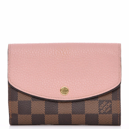 Louis Vuitton Damier Ebene Normandy Compact Wallet Rose Ballerine 1 of 7