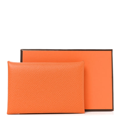 Hermes Epsom Verso Calvi Duo Card Case Orange Lime 7 of 7