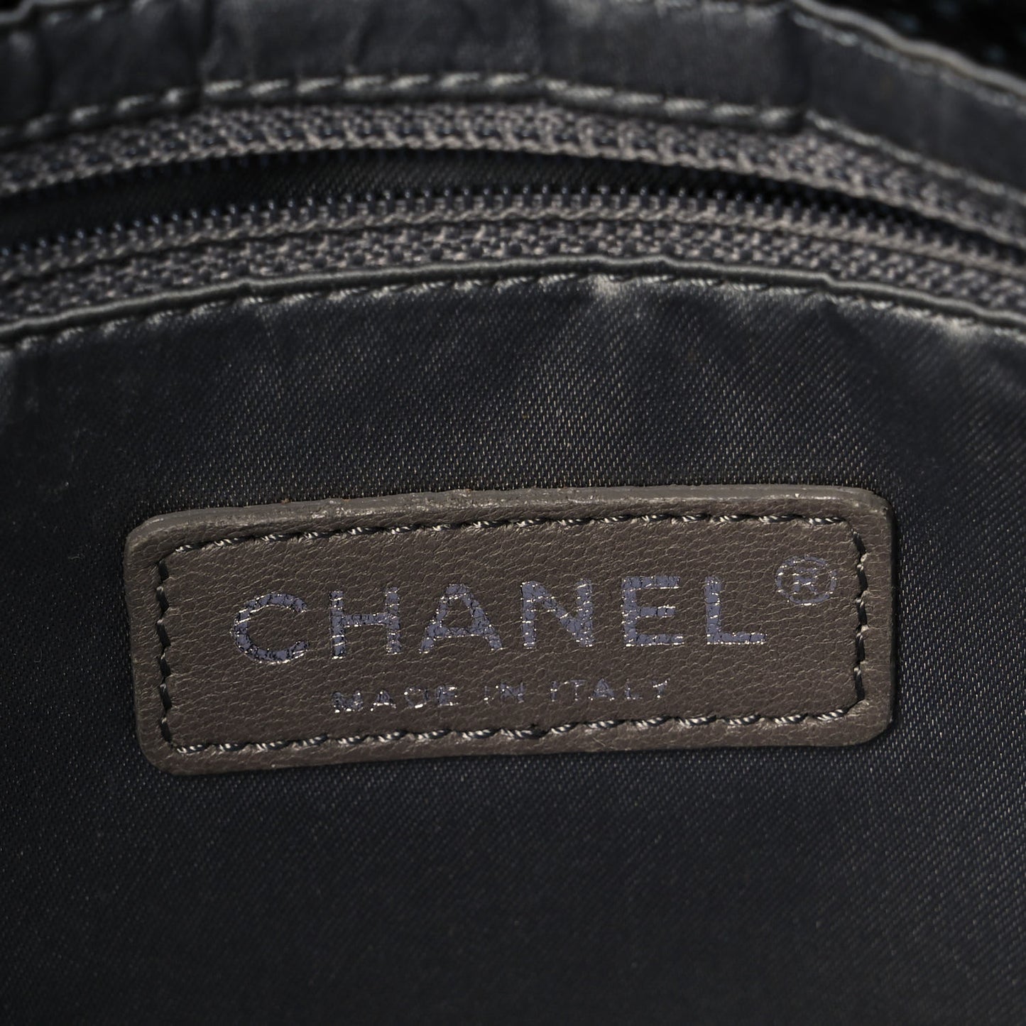 Metallic Crackled Calfskin Large Perforated Drill Flap Black