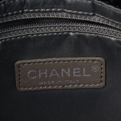 Chanel Metallic Crackled Calfskin Large Perforated Drill Flap Black 6 of 9