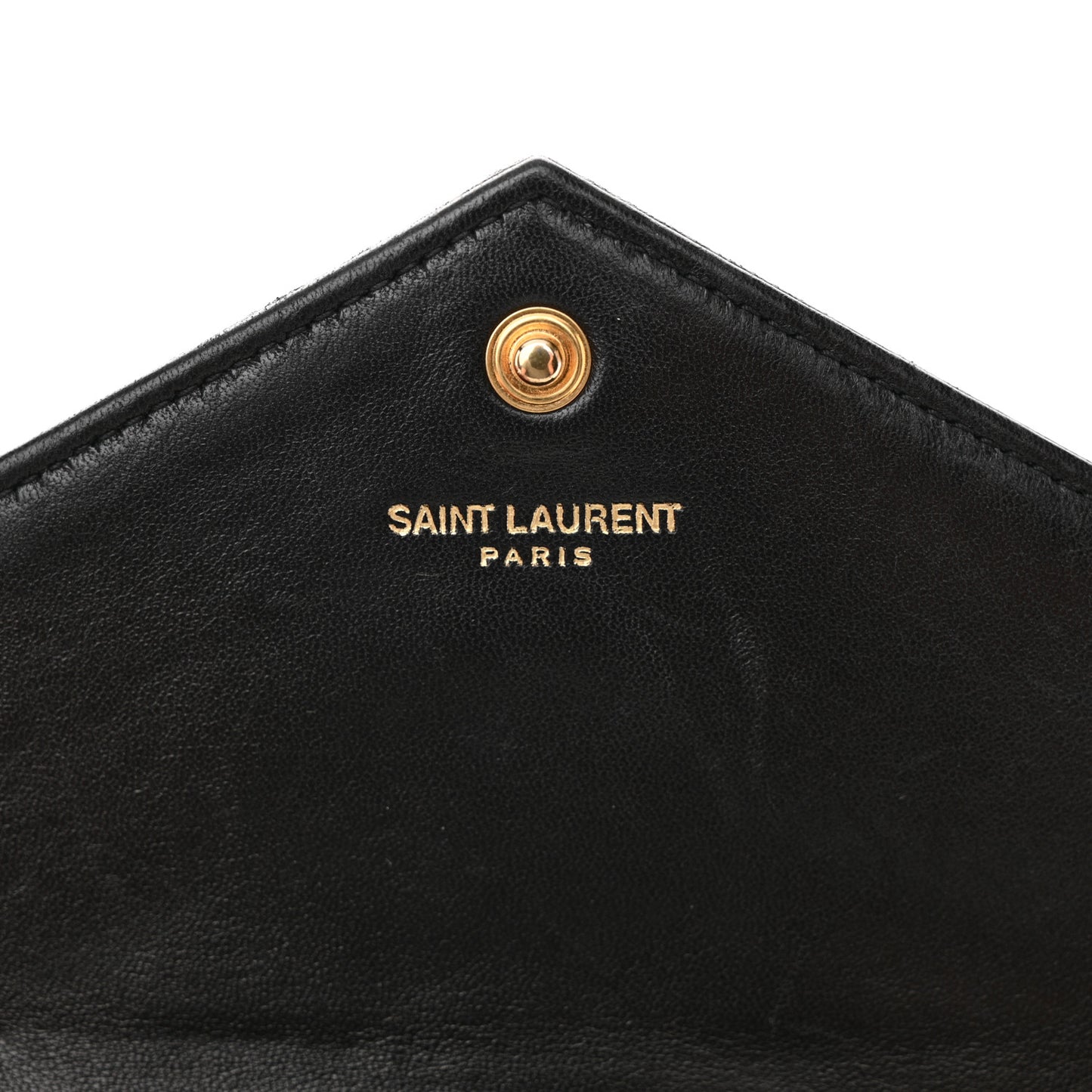 Matelasse Chevron Monogram Envelope Chain Wallet Black