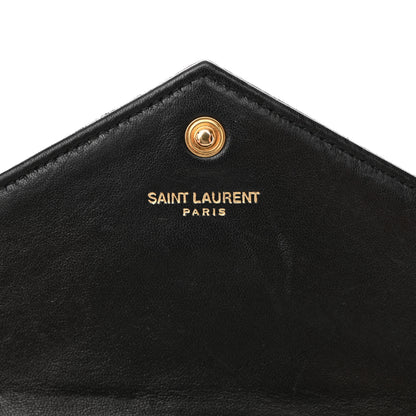 Saint Laurent Matelasse Chevron Monogram Envelope Chain Wallet Black 10 of 12