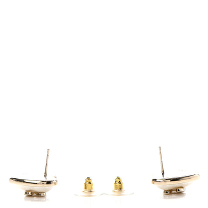 Chanel Pearl CC Heart Earrings Gold 3 of 4
