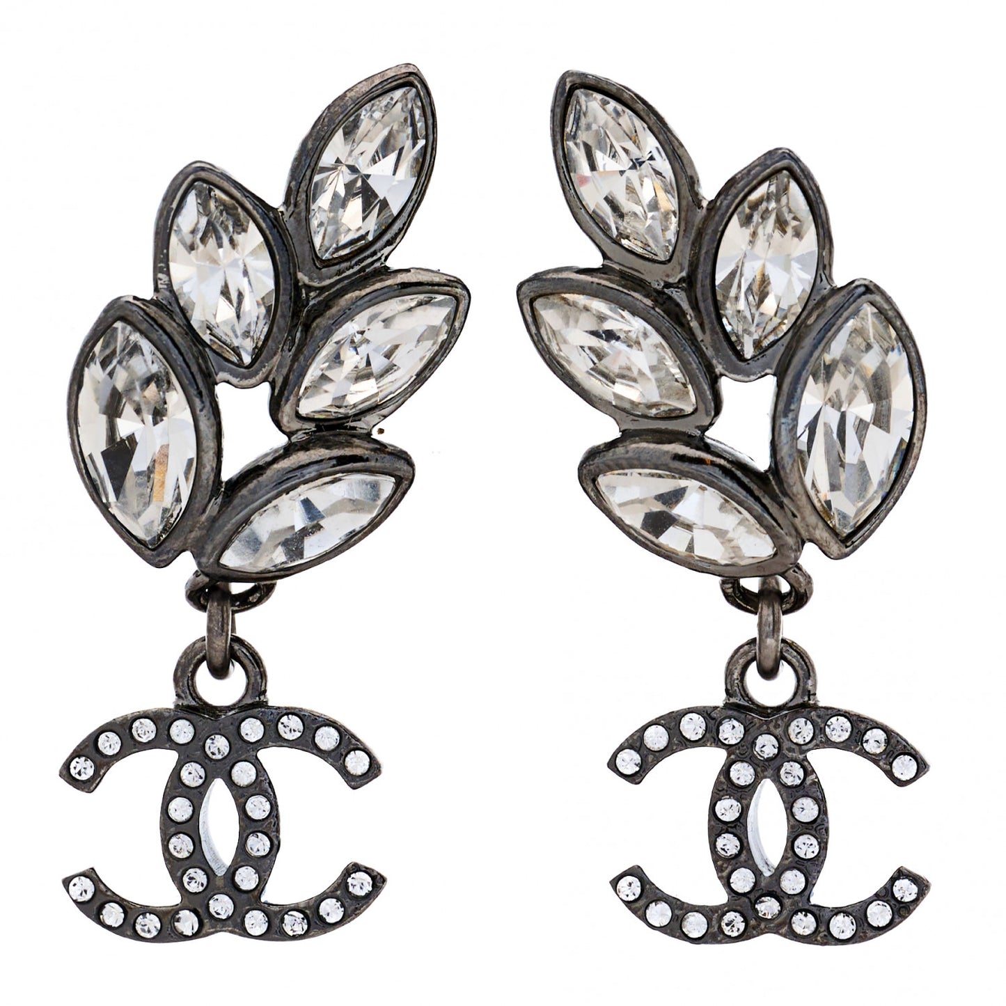 Ruthenium Crystal CC Dangle Earrings Silver