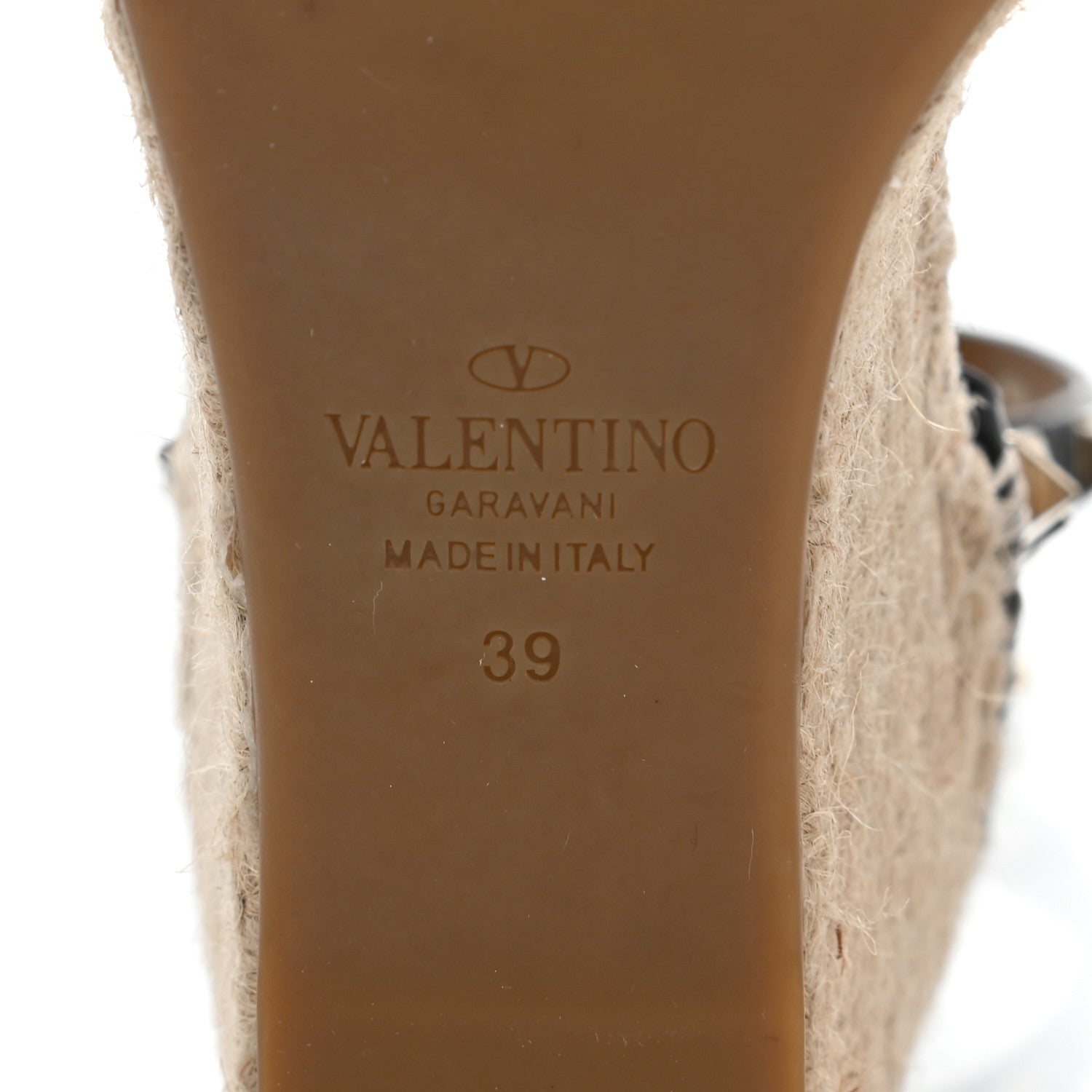 Valentino Garavani Grained Calfskin Rockstud Ankle Wrap Espadrille 15/85mm Wedges 39 Black Light Cuir 6 of 8