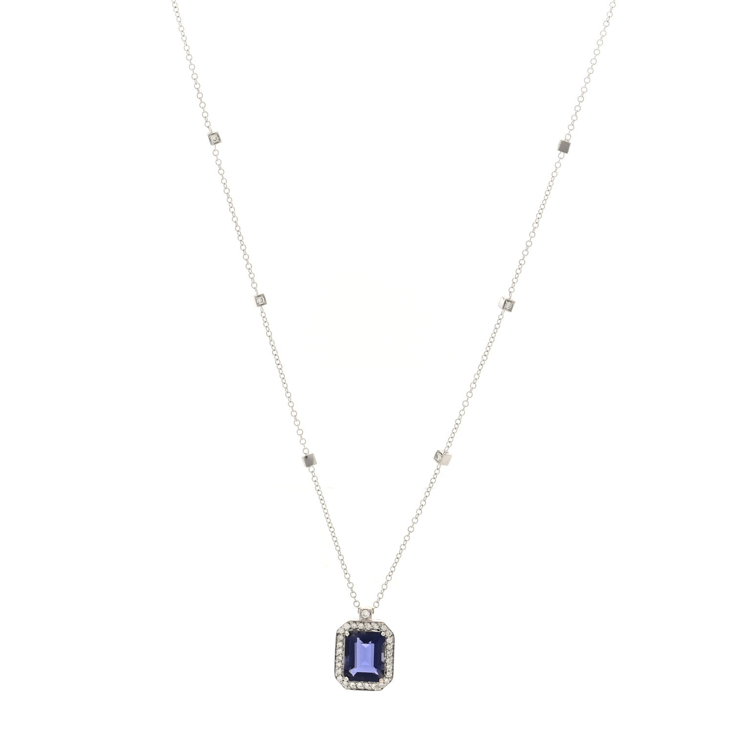 Pasquale Bruni 18K White Gold Diamond Iolite Pendant Necklace 1 of 4