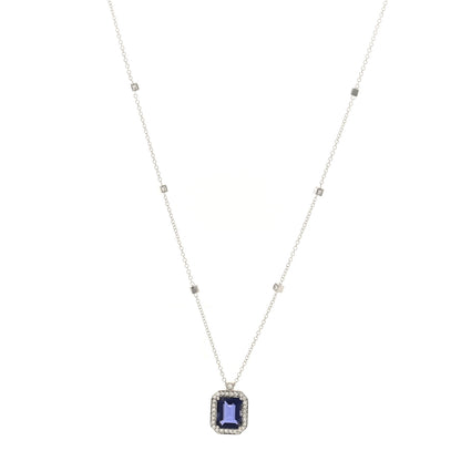 Pasquale Bruni 18K White Gold Diamond Iolite Pendant Necklace 1 of 4