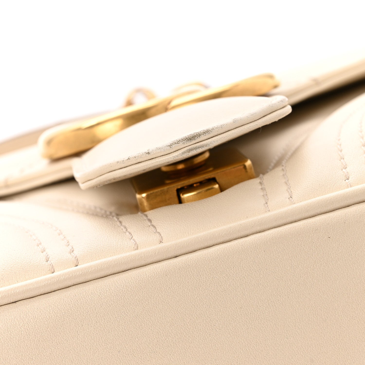 Gucci Calfskin Matelasse Small GG Marmont Shoulder Bag White 12 of 16