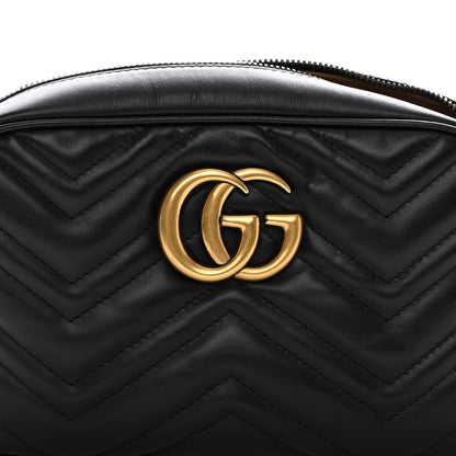 Gucci Calfskin Matelasse Small GG Marmont Chain Shoulder Bag Black 8 of 16