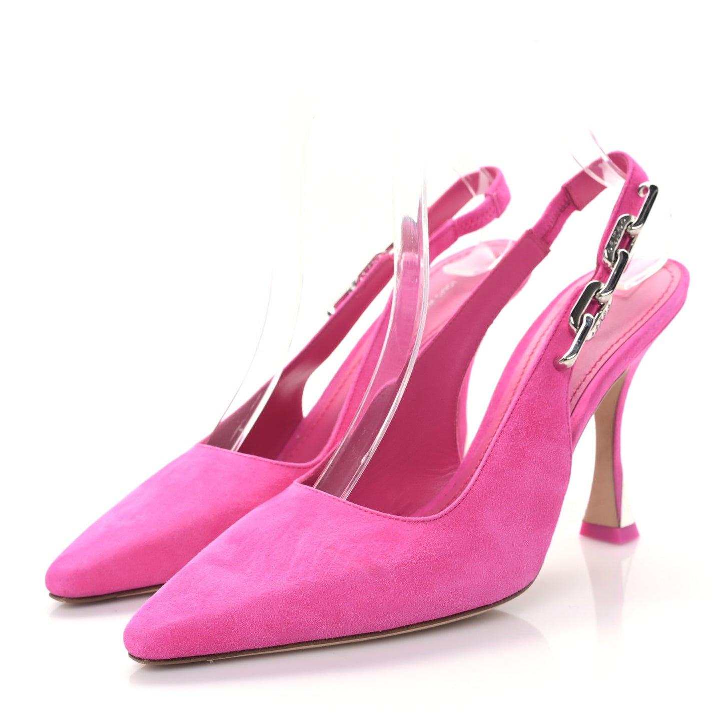 Suede Sparkle Slingback Pumps 39 Pink