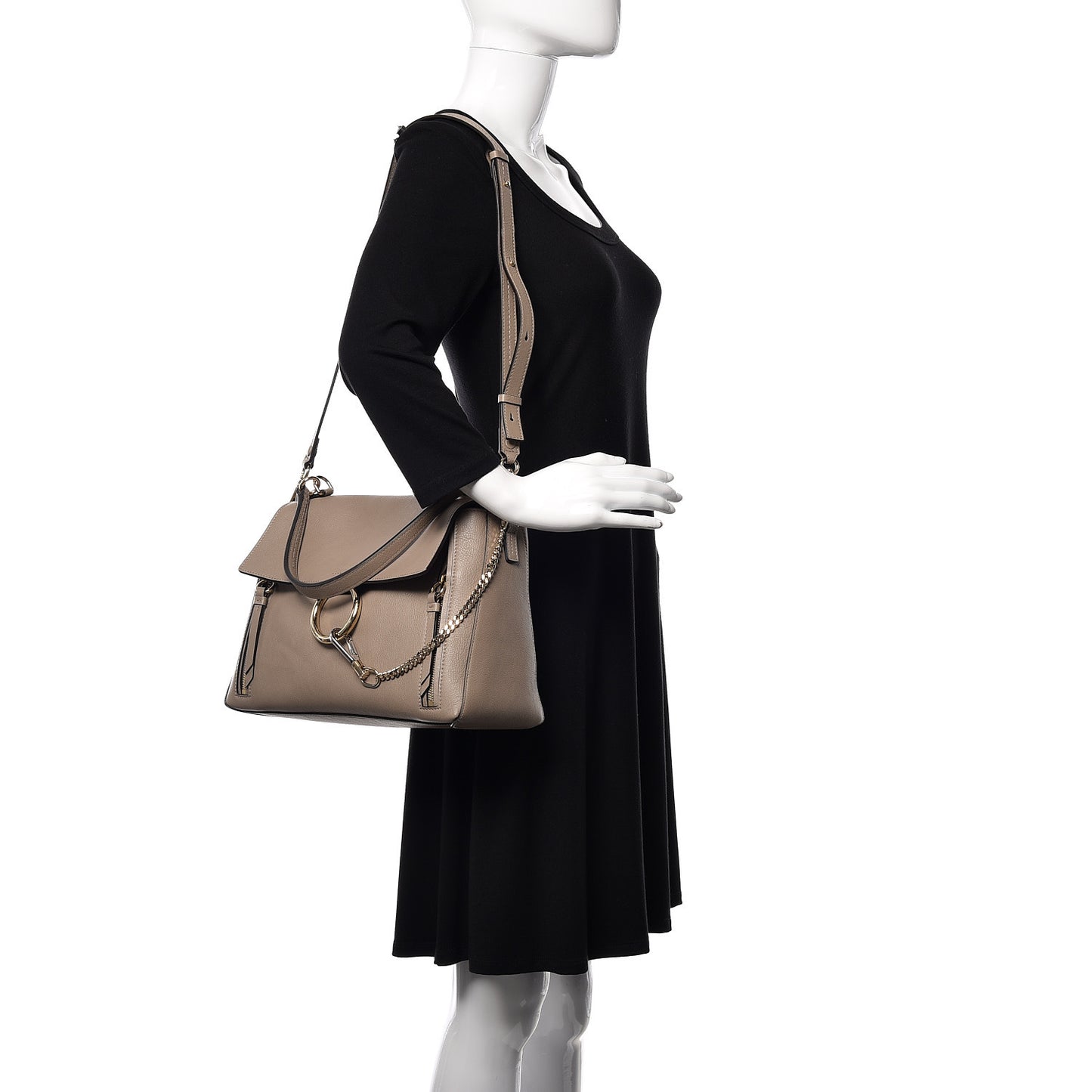 Calfskin Medium Faye Day Shoulder Bag Motty Grey