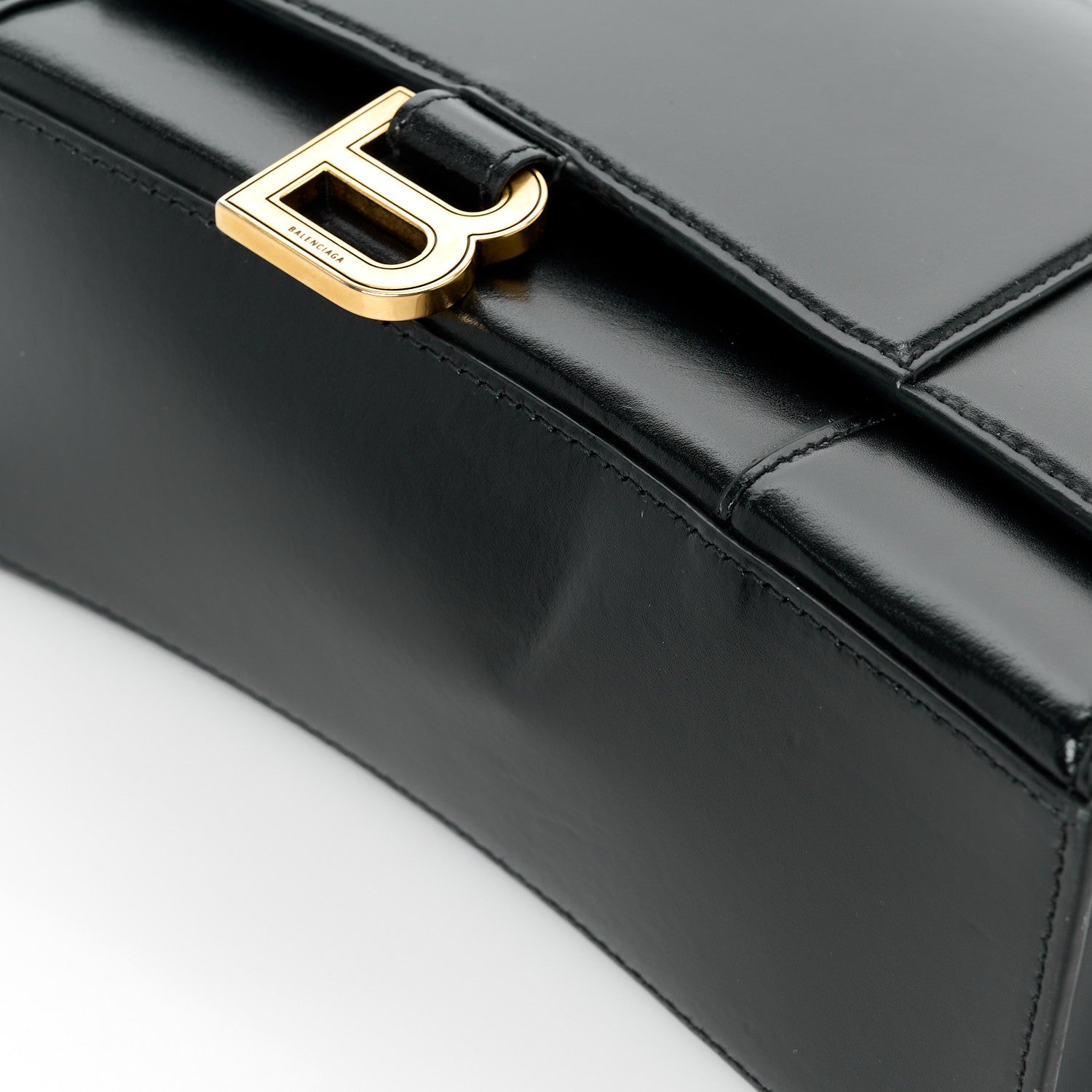 Balenciaga Shiny Box Calfskin Medium Hourglass Top Handle Bag Black 11 of 12