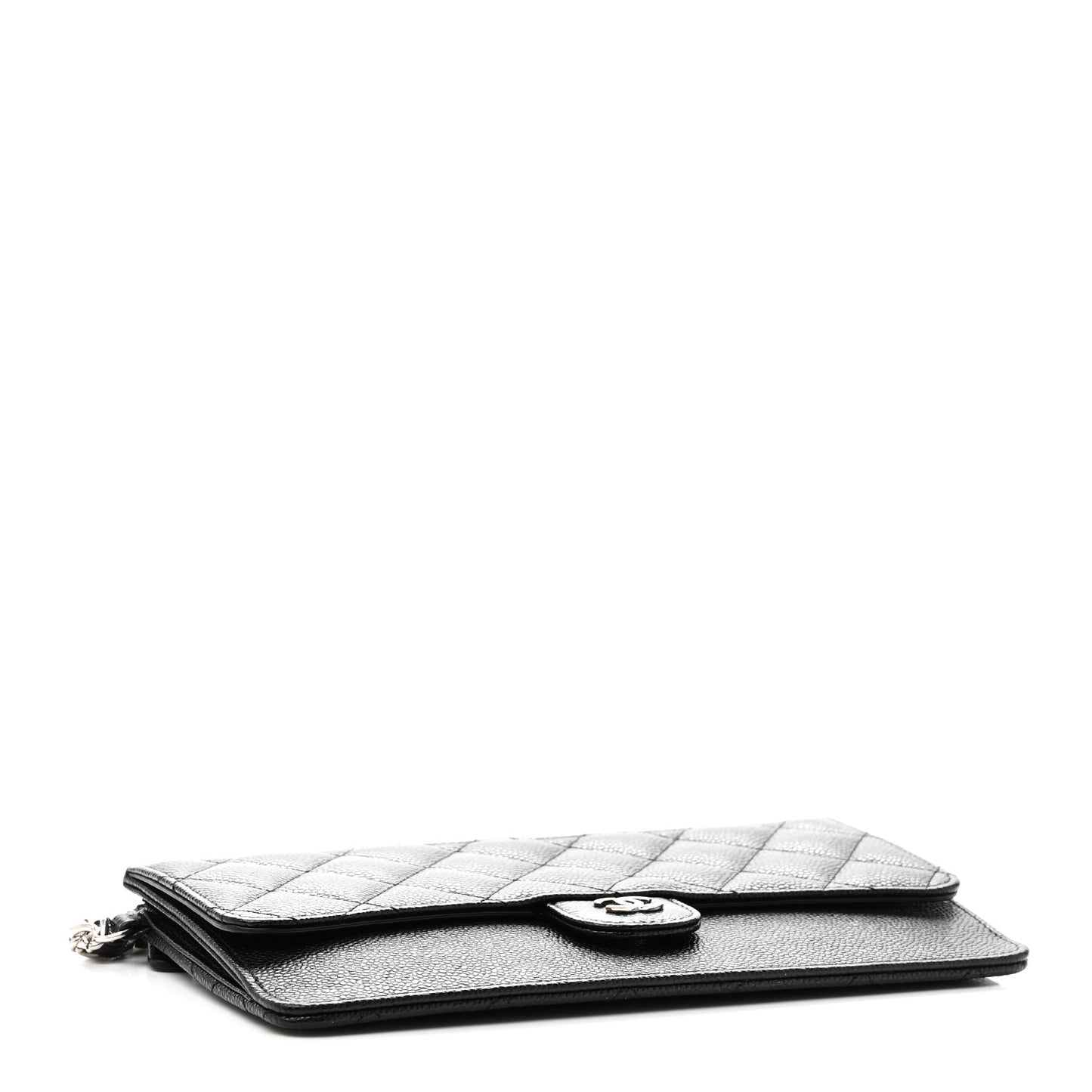 Caviar Quilted Classic Pouch With Handle Black