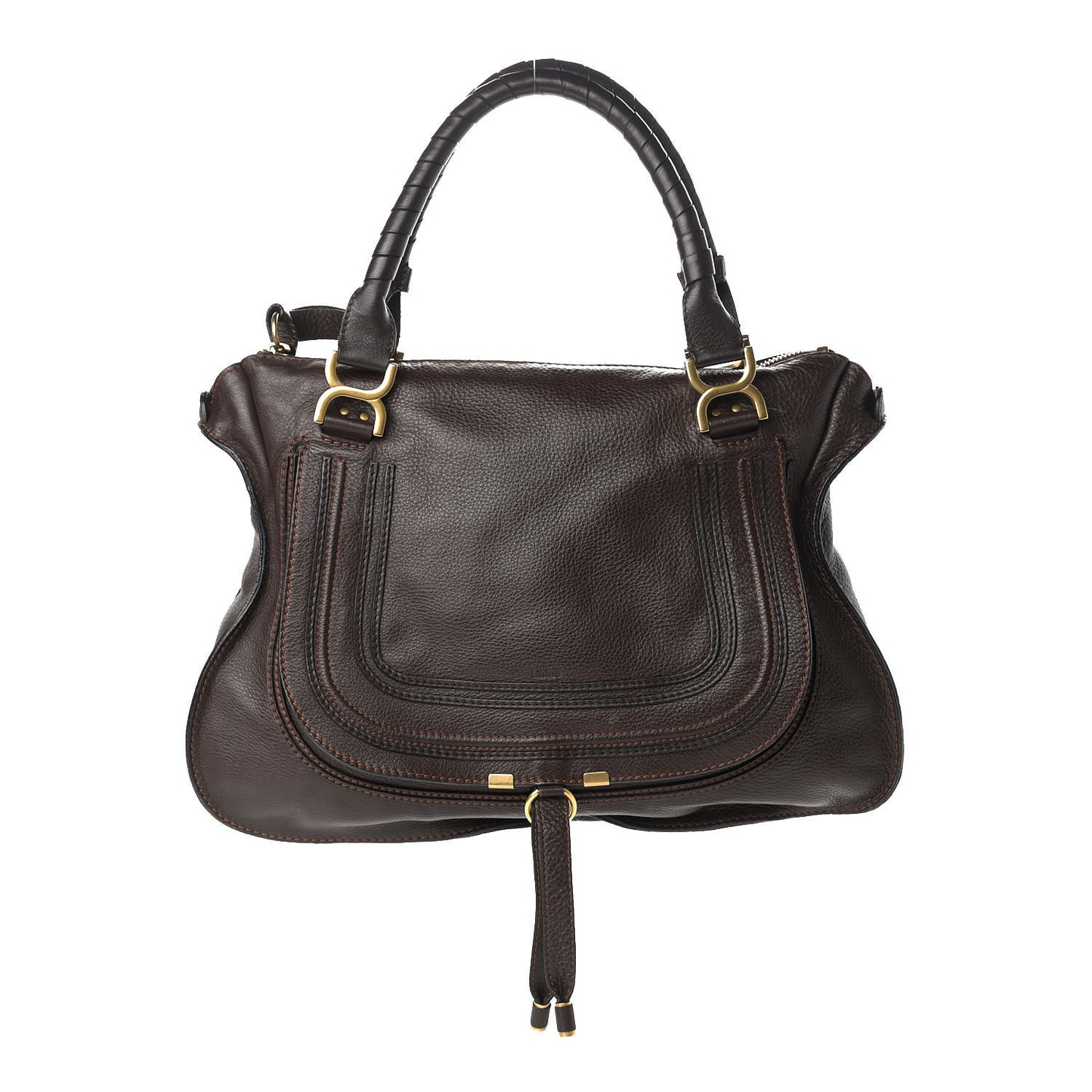Calfskin Large Marcie Satchel Truffle