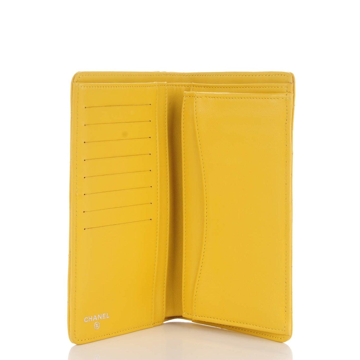 Lambskin Quilted Yen Wallet Yellow
