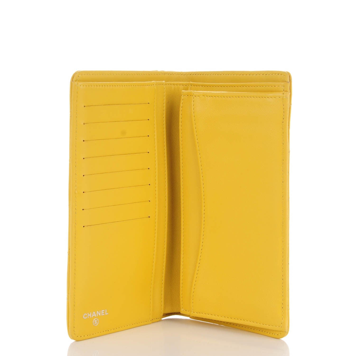 Chanel Lambskin Quilted Yen Wallet Yellow 5 of 9
