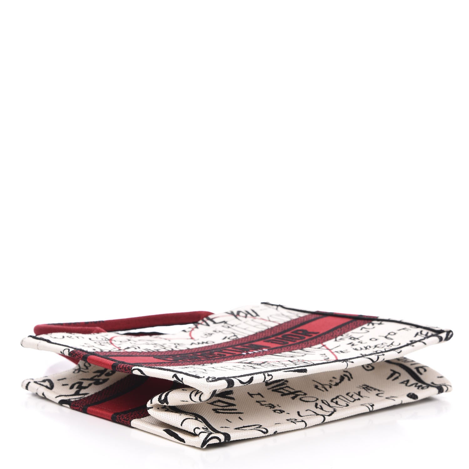 Christian Dior Canvas Embroidered Medium Dioramour Graffiti Book Tote Latte Multicolor 4 of 11