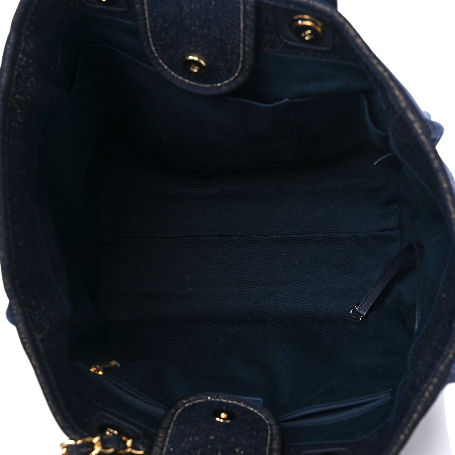 Chanel Lurex Canvas Medium Deauville Tote Navy Blue Gold 5 of 10