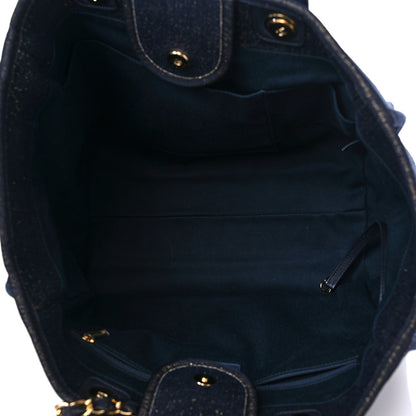 Chanel Lurex Canvas Medium Deauville Tote Navy Blue Gold 5 of 10