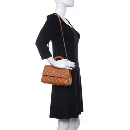 Chanel Caviar Quilted Mini Coco Handle Flap Light Brown 2 of 10