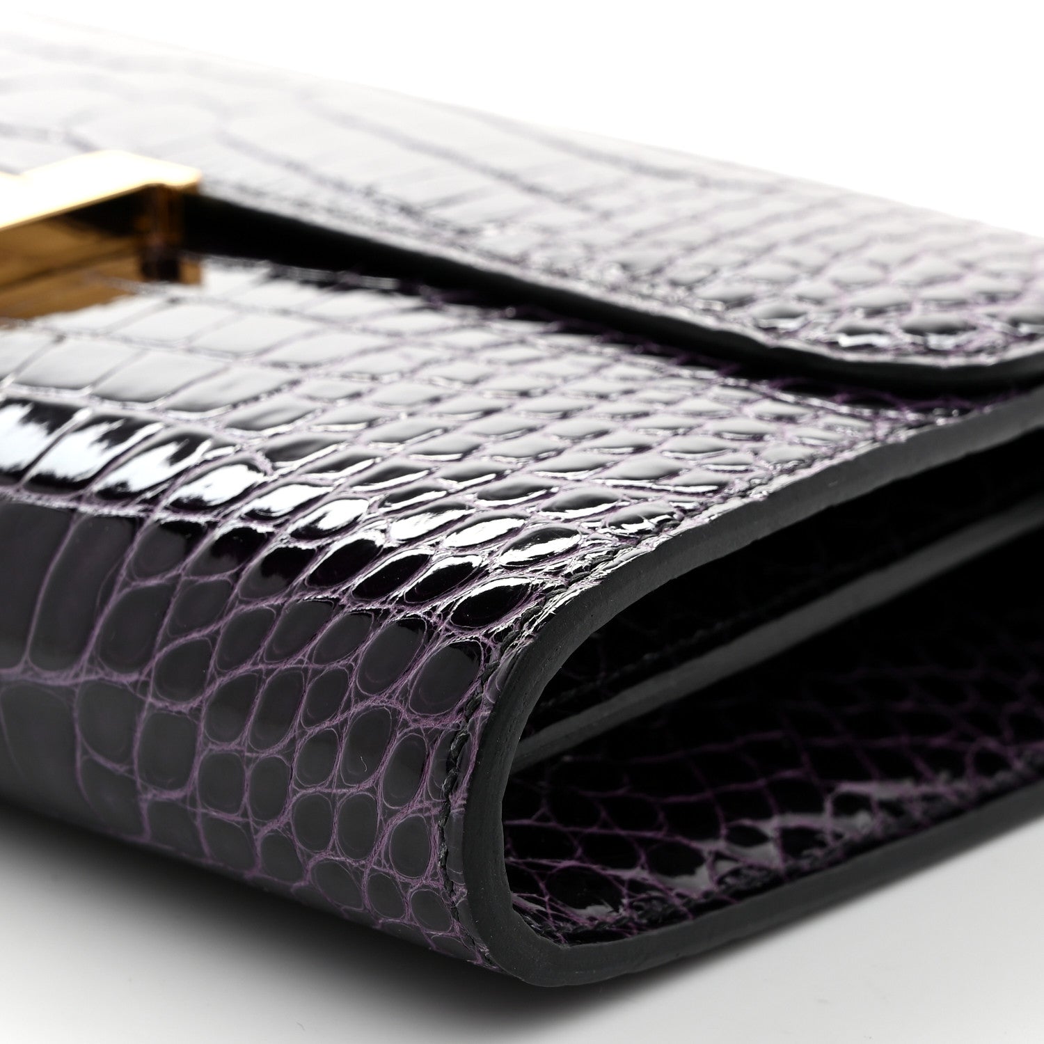 Hermes Shiny Alligator Constance Long Wallet To Go Amethyst 10 of 11