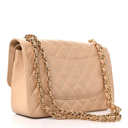 Chanel Caviar Quilted Jumbo Double Flap Beige 3 of 14