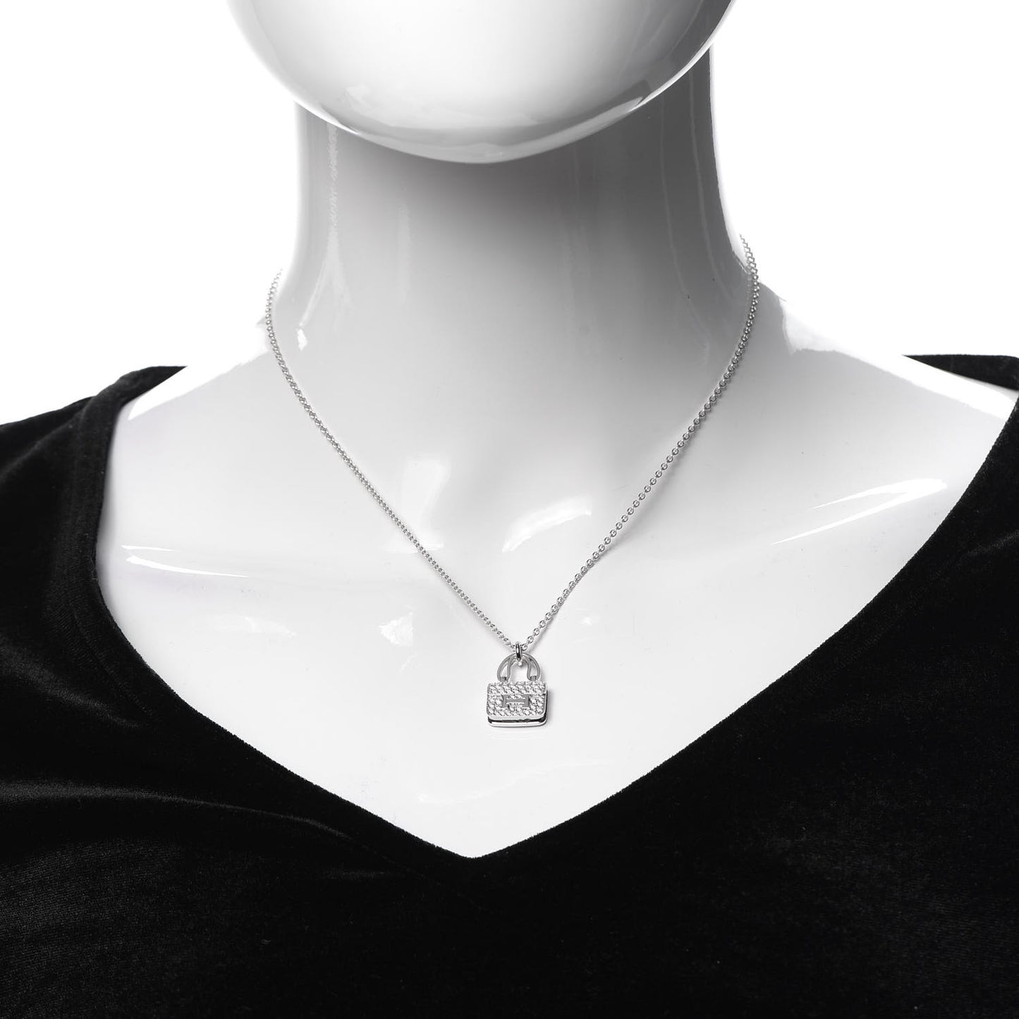 18K White Gold Diamond Constance Amulettes Pendant Necklace