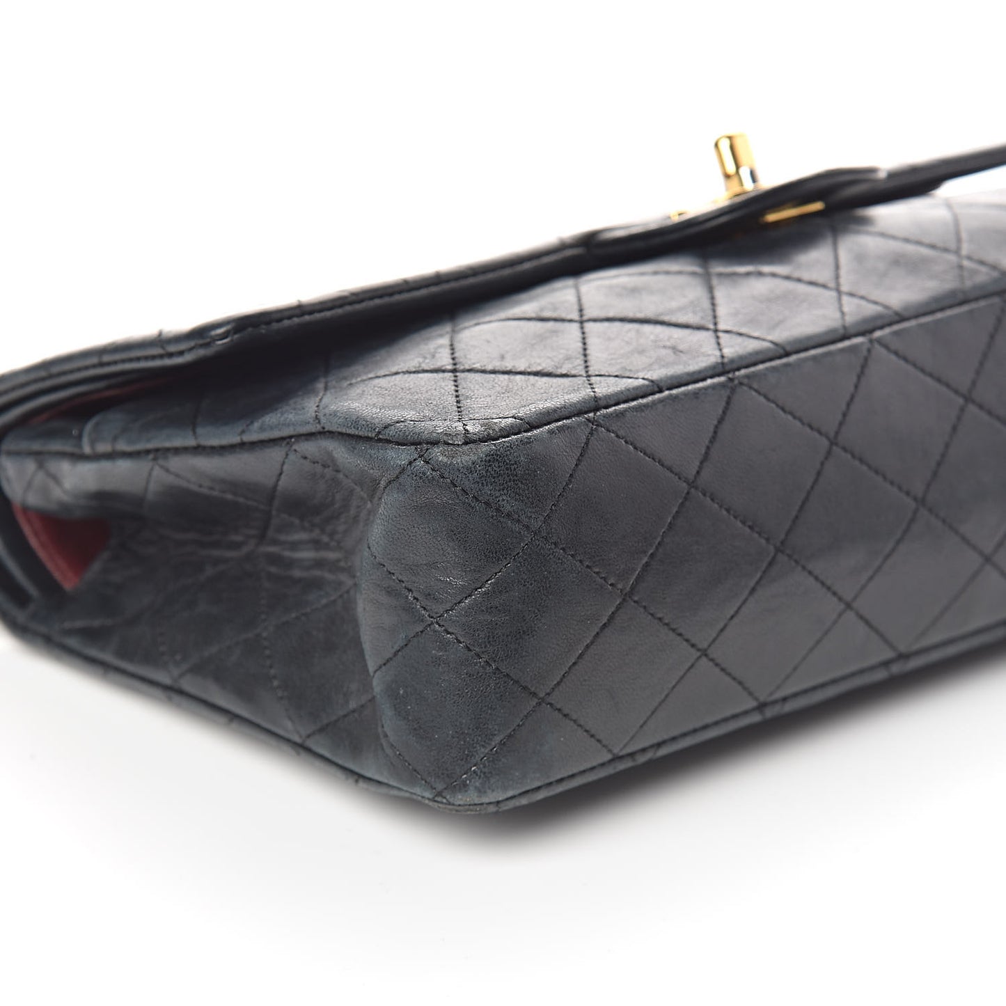 Lambskin Quilted Medium Double Flap Black