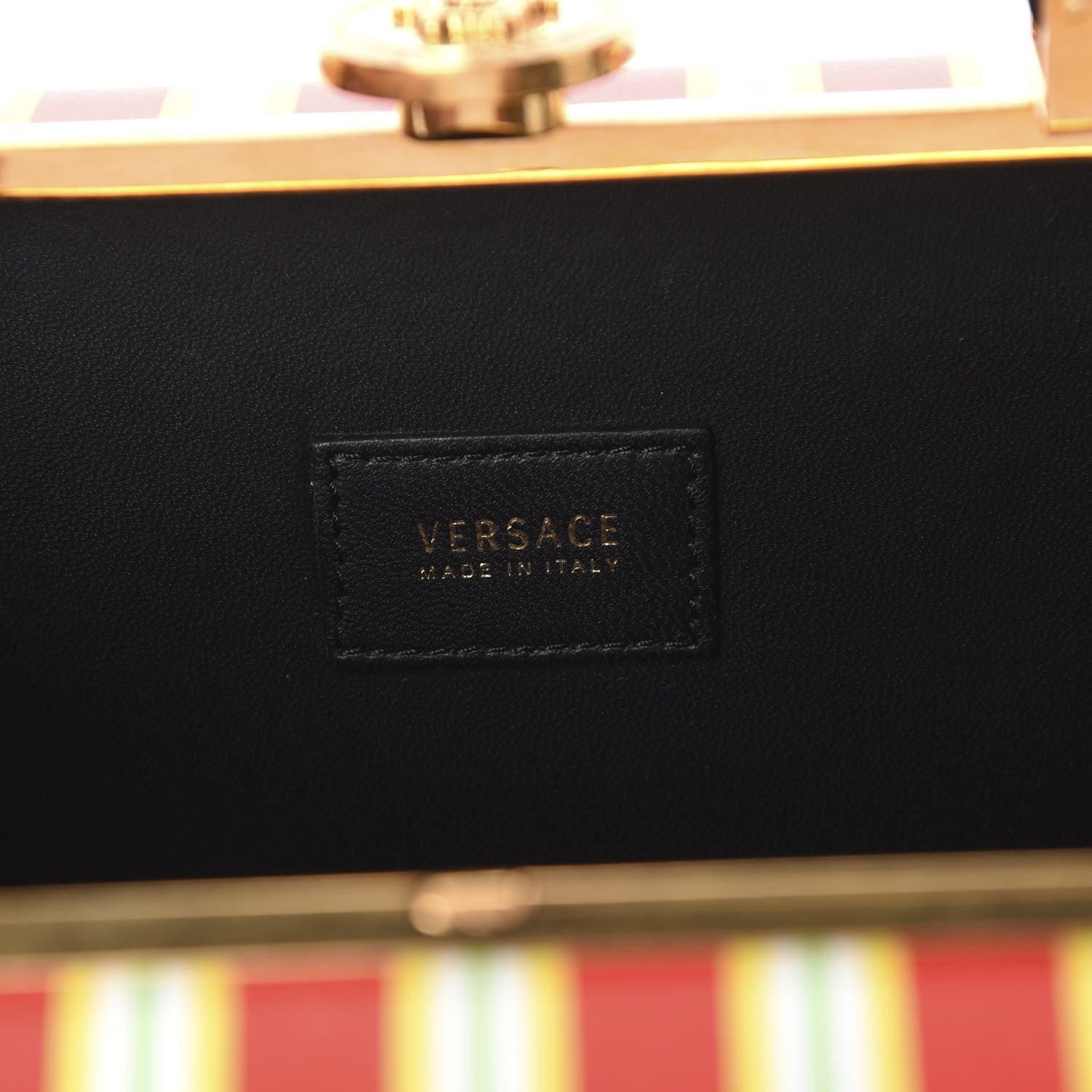 Versace Calfskin Striped Short Handle Bag Rosso 7 of 10