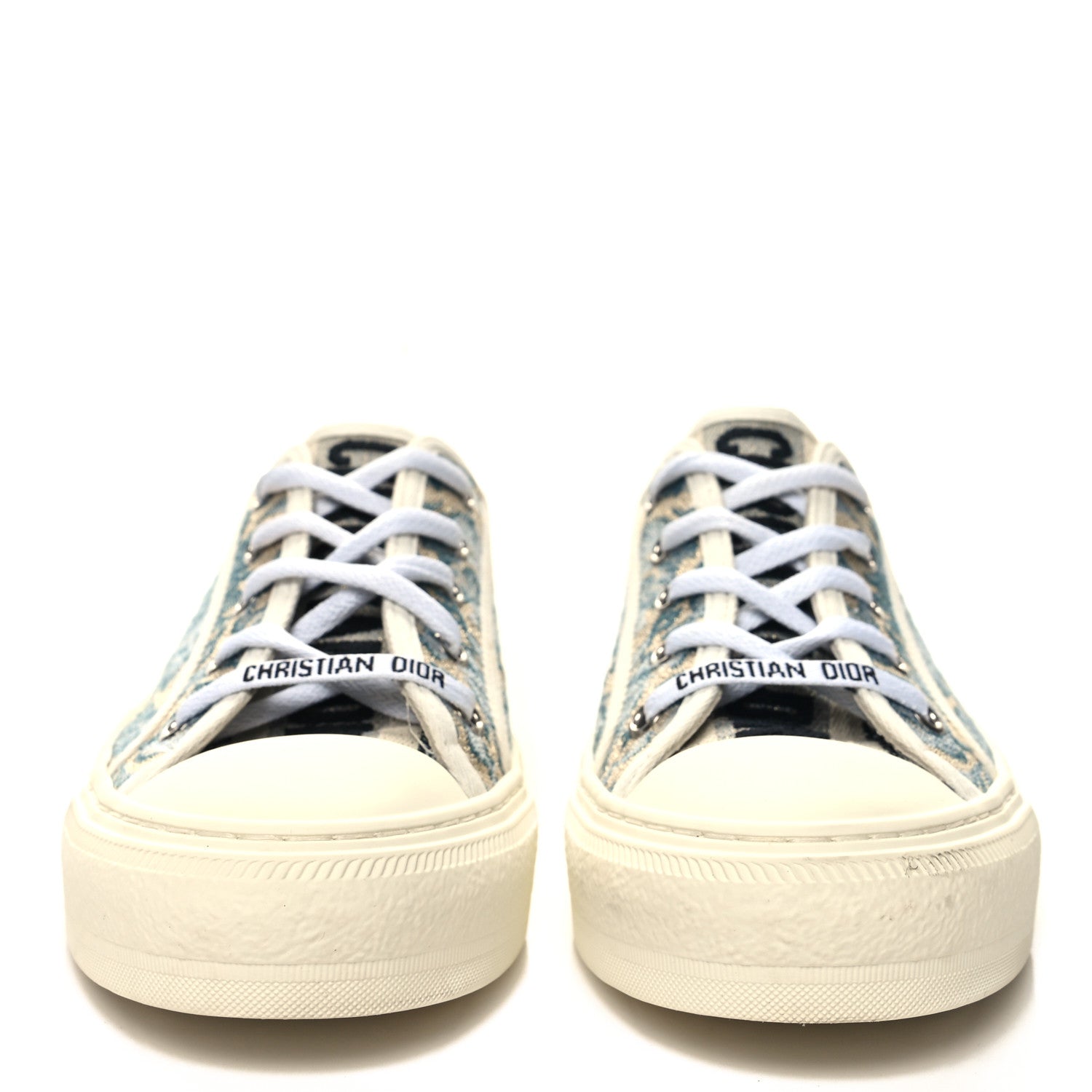 Christian Dior Canvas Floral Embroidered Womens Walk'N'Dior Low Top Sneakers 38 Duck Blue 2 of 10