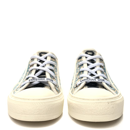 Christian Dior Canvas Floral Embroidered Womens Walk'N'Dior Low Top Sneakers 38 Duck Blue 2 of 10