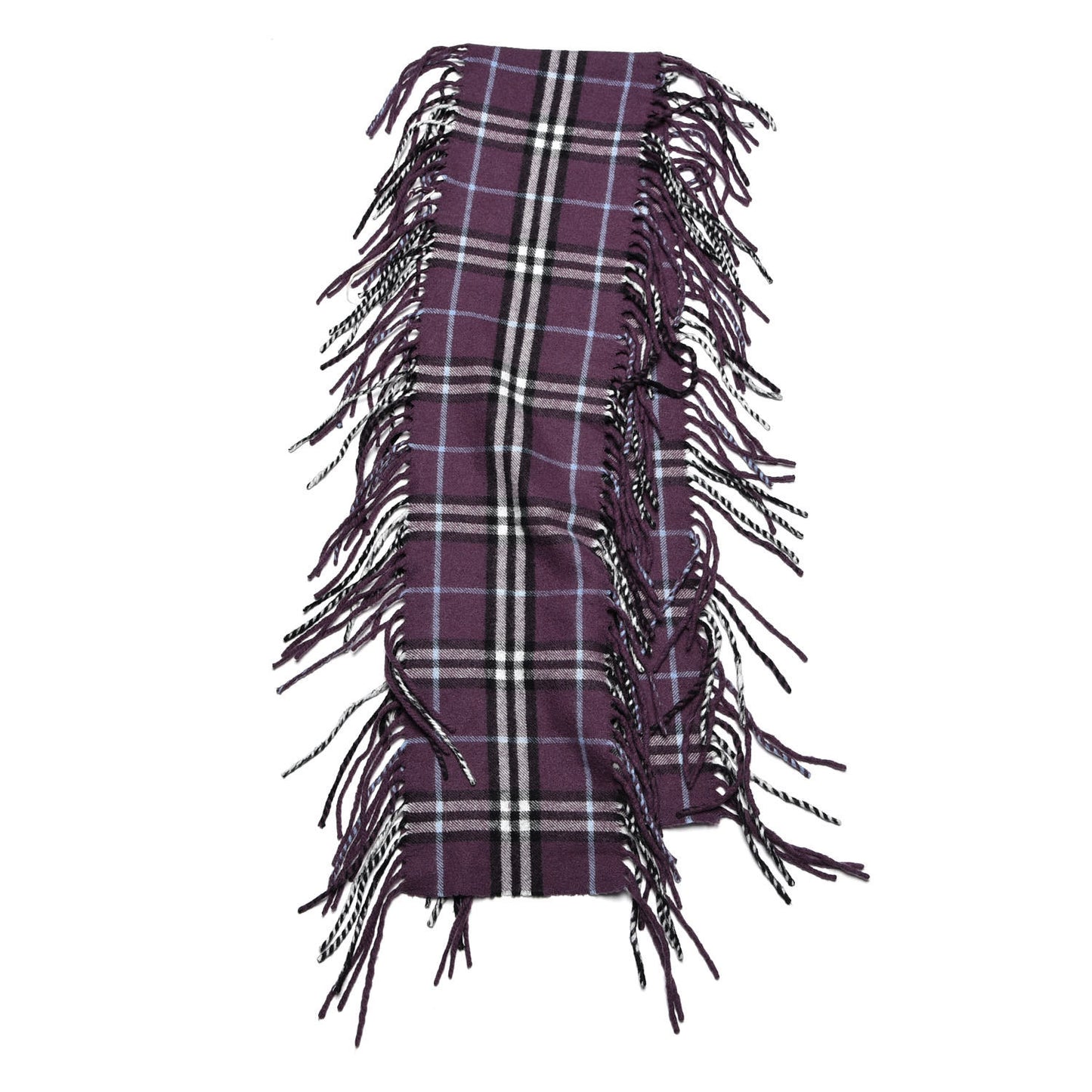 Cashmere Check Happy Fringe Scarf Purple