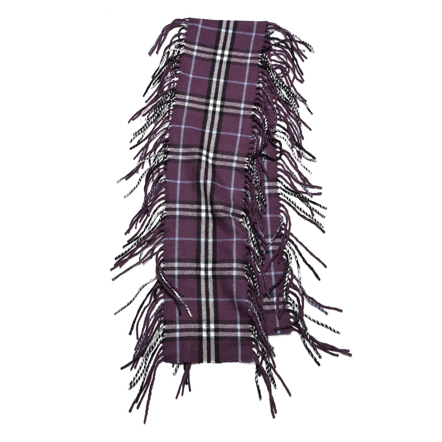 Burberry Cashmere Check Happy Fringe Scarf Purple 3 of 4