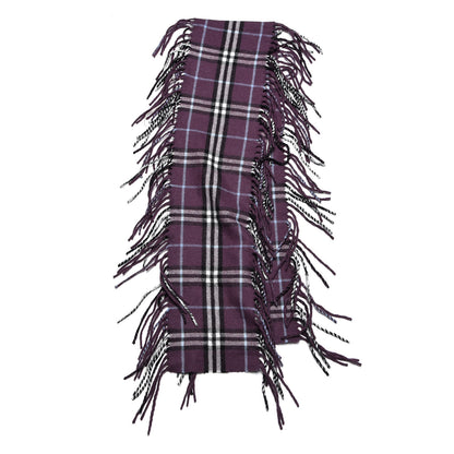 Burberry Cashmere Check Happy Fringe Scarf Purple 3 of 4