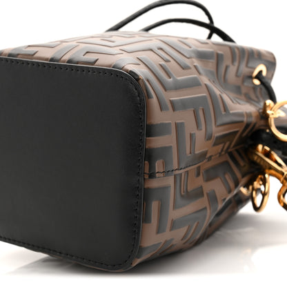 Fendi Vitello Liberty F is Fendi Bi-Color FF 1974 Embossed Mini Mon Tresor Bucket Bag Maya Black 10 of 10