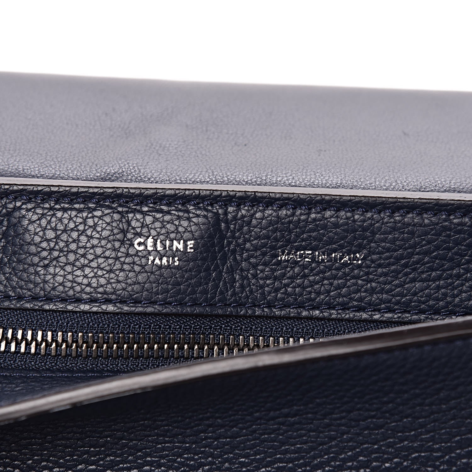 Celine Drummed Calfskin Suede Medium Trapeze Navy 8 of 17
