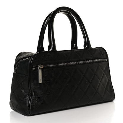 Chanel Caviar Patent Quilted Large Bowler Black 3 of 14
