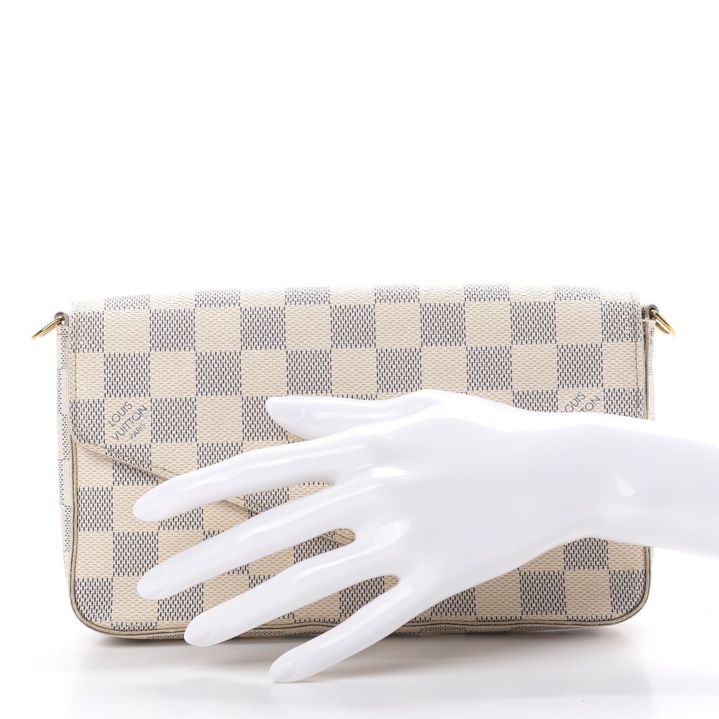 Damier Azur Pochette Felicie Chain Wallet Rose Ballerine