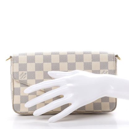 Louis Vuitton Damier Azur Pochette Felicie Chain Wallet Rose Ballerine 2 of 15
