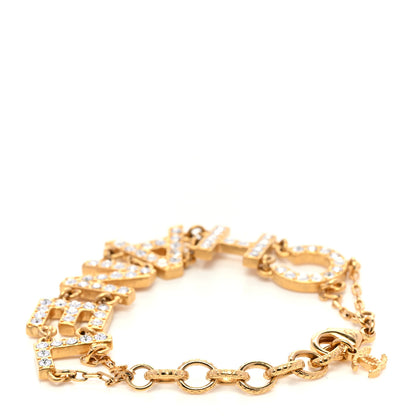 Chanel Metal Crystal 90's Icon Logo Bracelet Gold 3 of 5