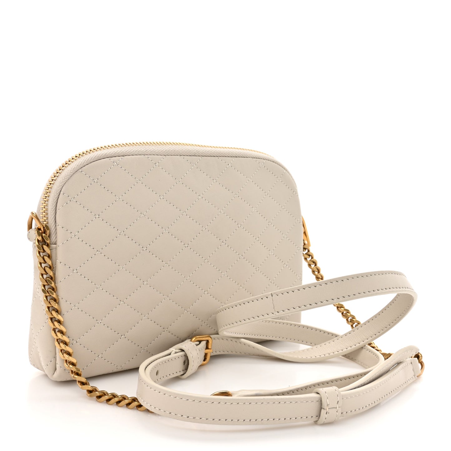 Lambskin Quilted Gaby Zipped Pouch Crema Soft