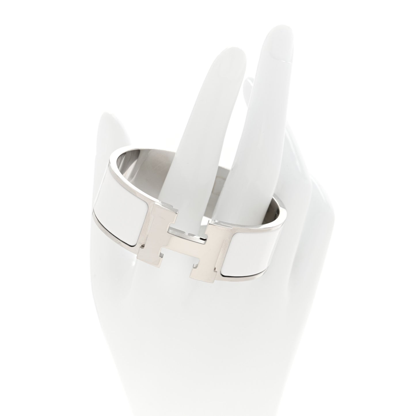 Enamel Wide Clic Clac H Bracelet PM White