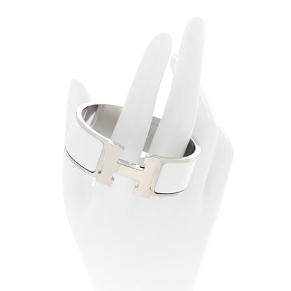 Hermes Enamel Wide Clic Clac H Bracelet PM White 2 of 5