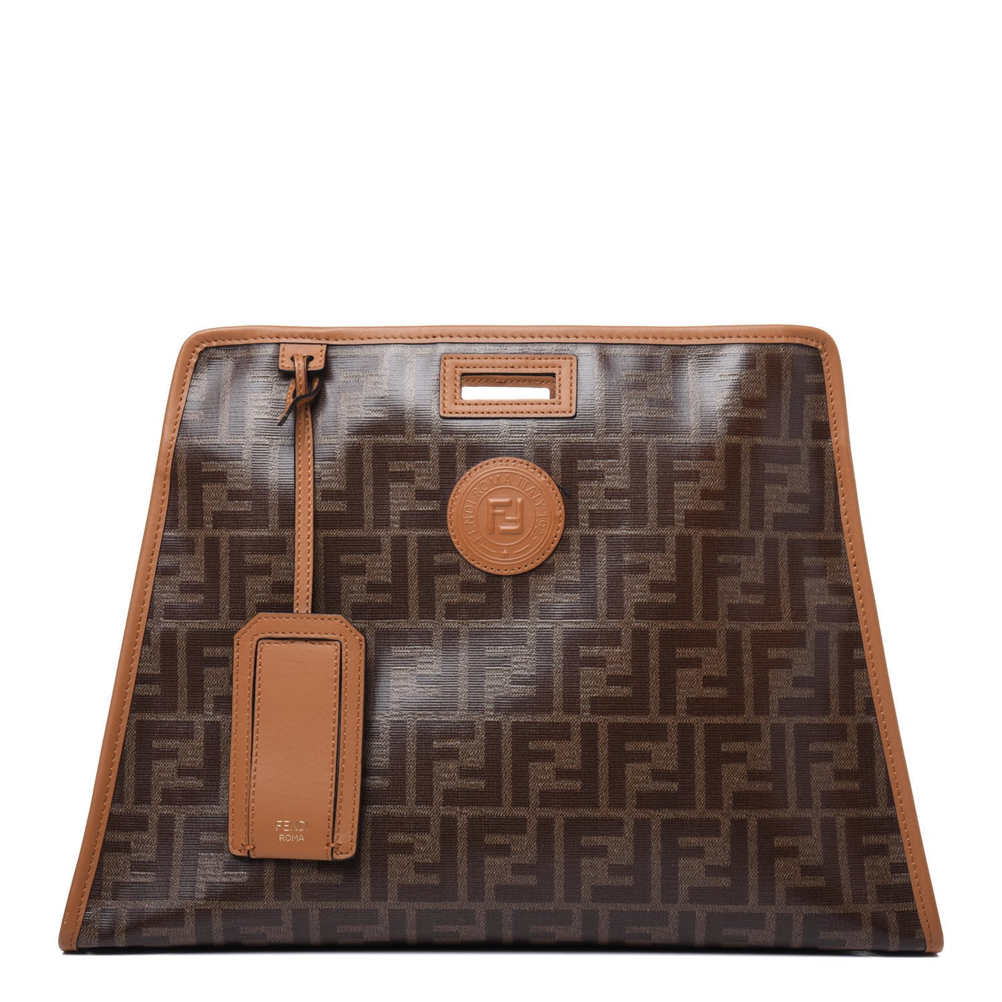 Glazed Fabric Vitello Century FF 1974 Stamp Patch Medium Peekaboo Defender Cover Mogano Panna Caramello