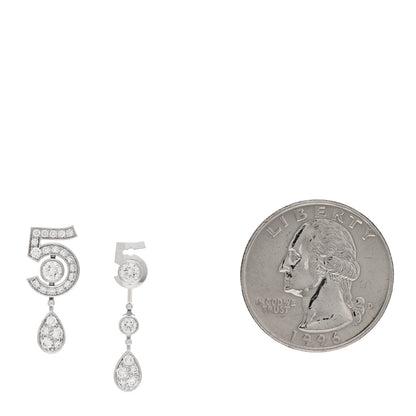Chanel 18K White Gold Diamond No 5 Transformable Earrings 2 of 4