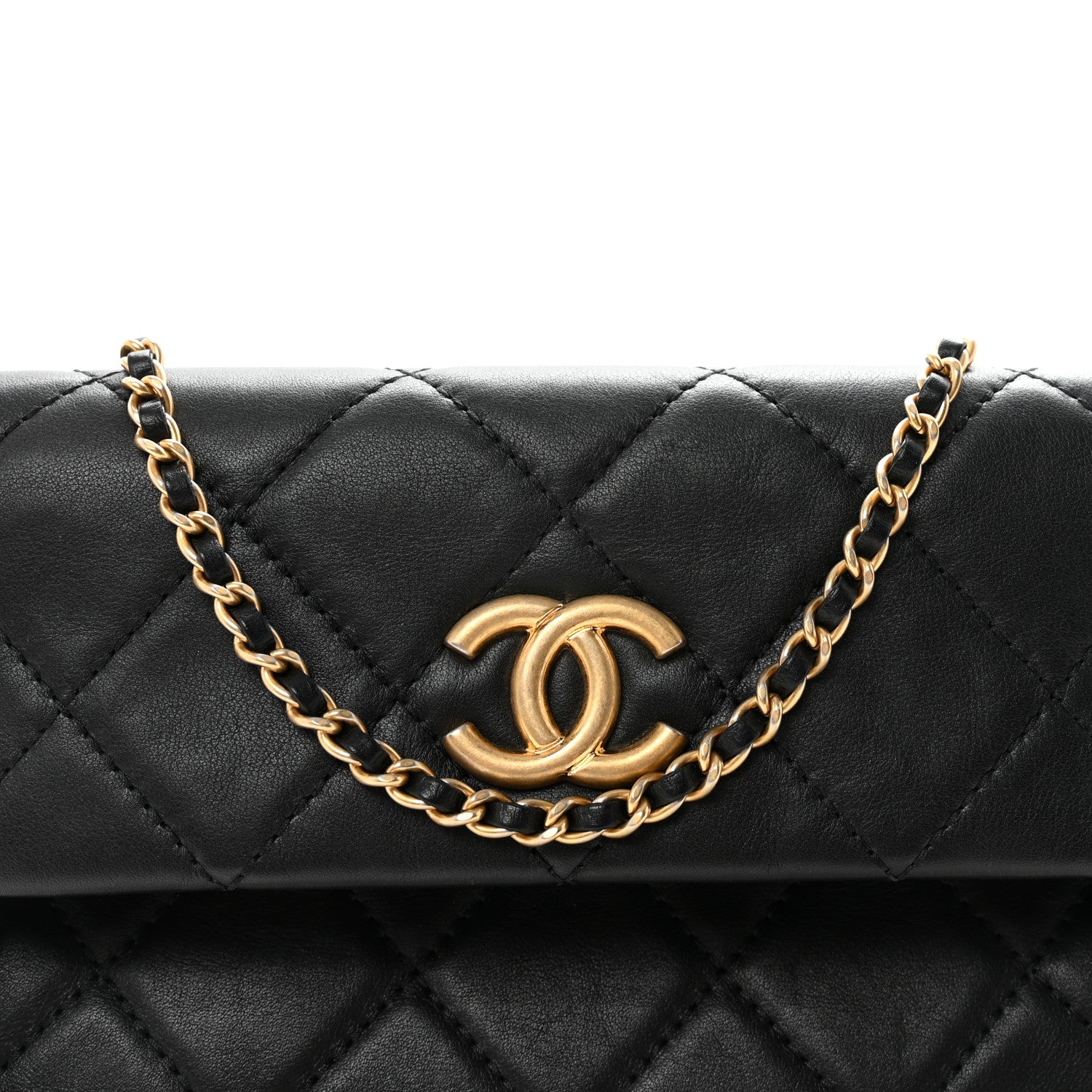Chanel Calfskin Quilted Fold Over Clutch Black 8 of 11